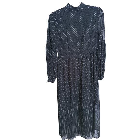 Who What Wear Black Dotted Sheer Sleeved Maxi Dress XS Dark Academia Witchy - Picture 3 of 10